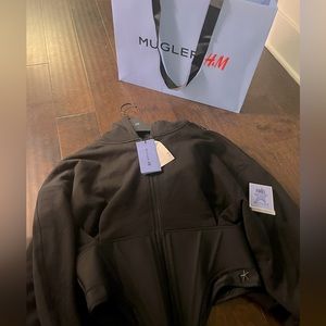 Mugler x H&M corset waisted hooded jacket black size L NWT